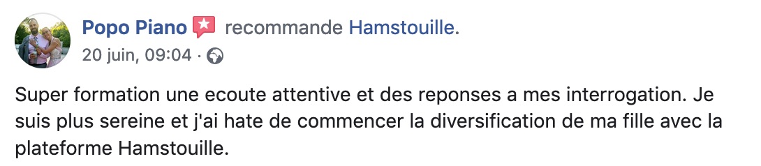 Recommandation cliente des services Hamstouille